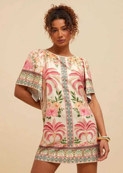 Robe Courte Vintage Imprimé Tropical