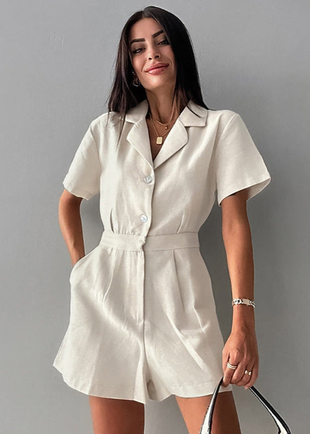 Combinaison Courte Lin Élégance Décontractée