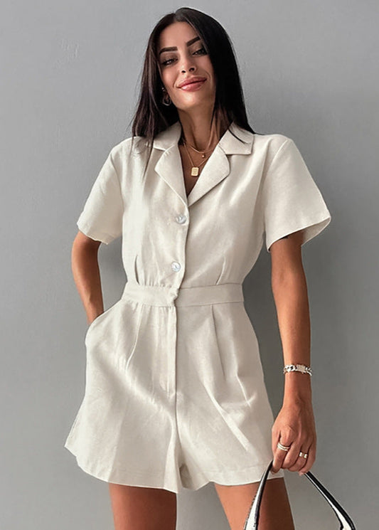 Combinaison Courte Lin Élégance Décontractée