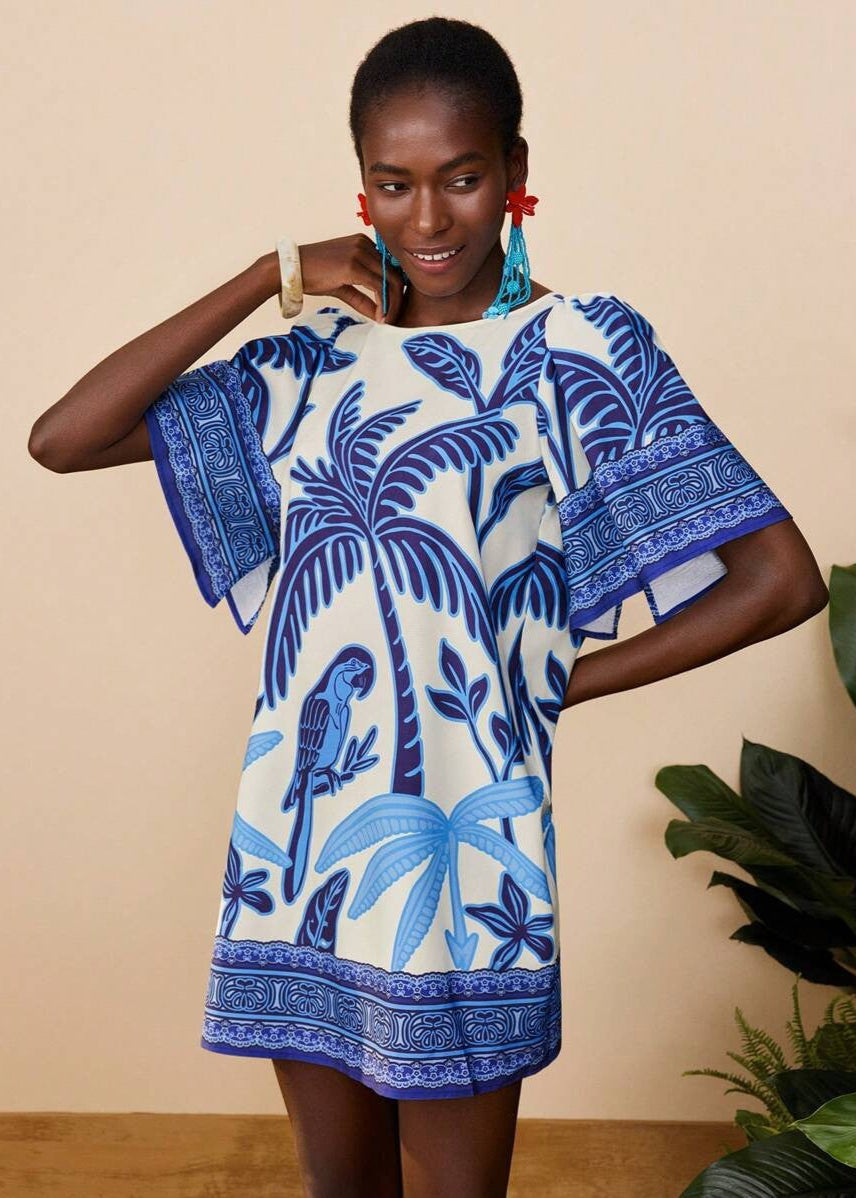 Robe Courte Vintage Imprimé Tropical