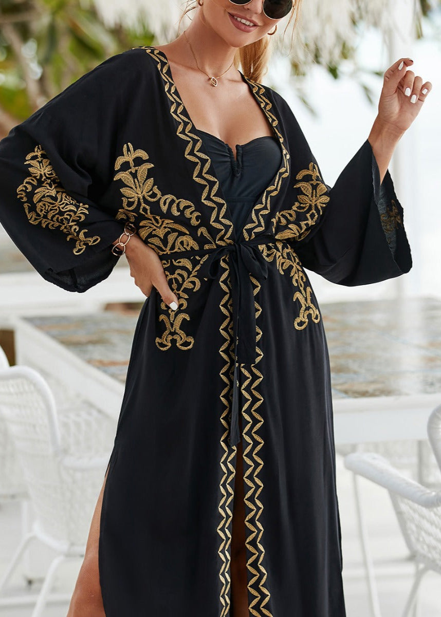 Kimono de plage brodé femme élégant