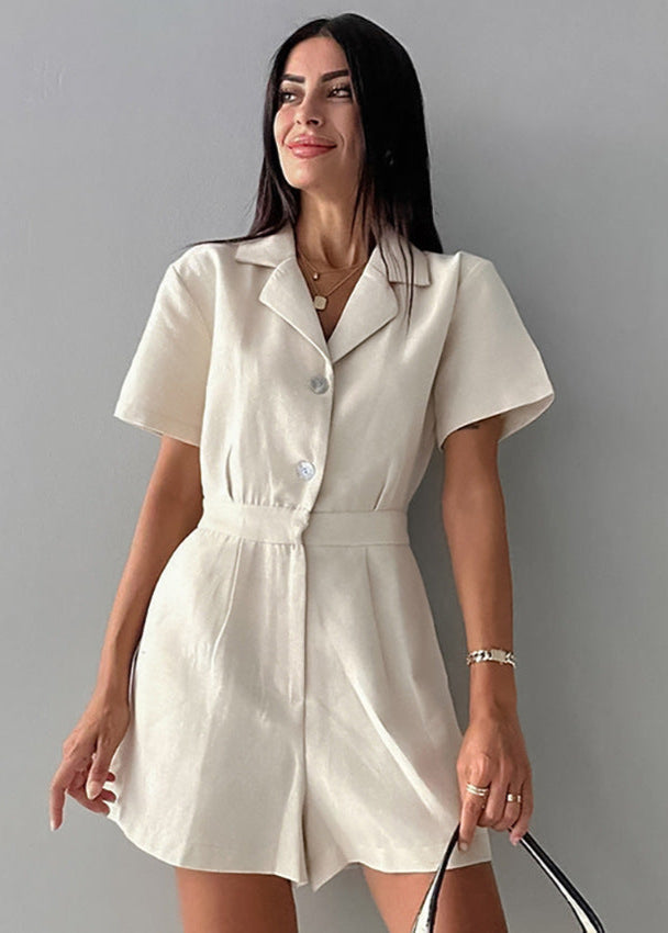 Combinaison Courte Lin Élégance Décontractée