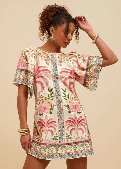 Robe Courte Vintage Imprimé Tropical