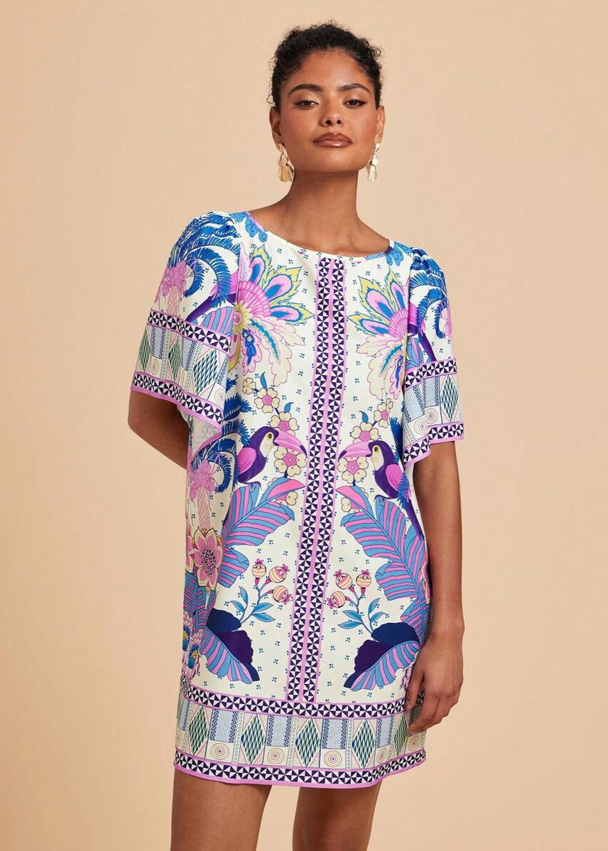 Robe Courte Vintage Imprimé Tropical