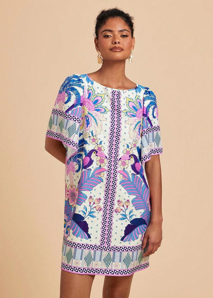 Robe Courte Vintage Imprimé Tropical