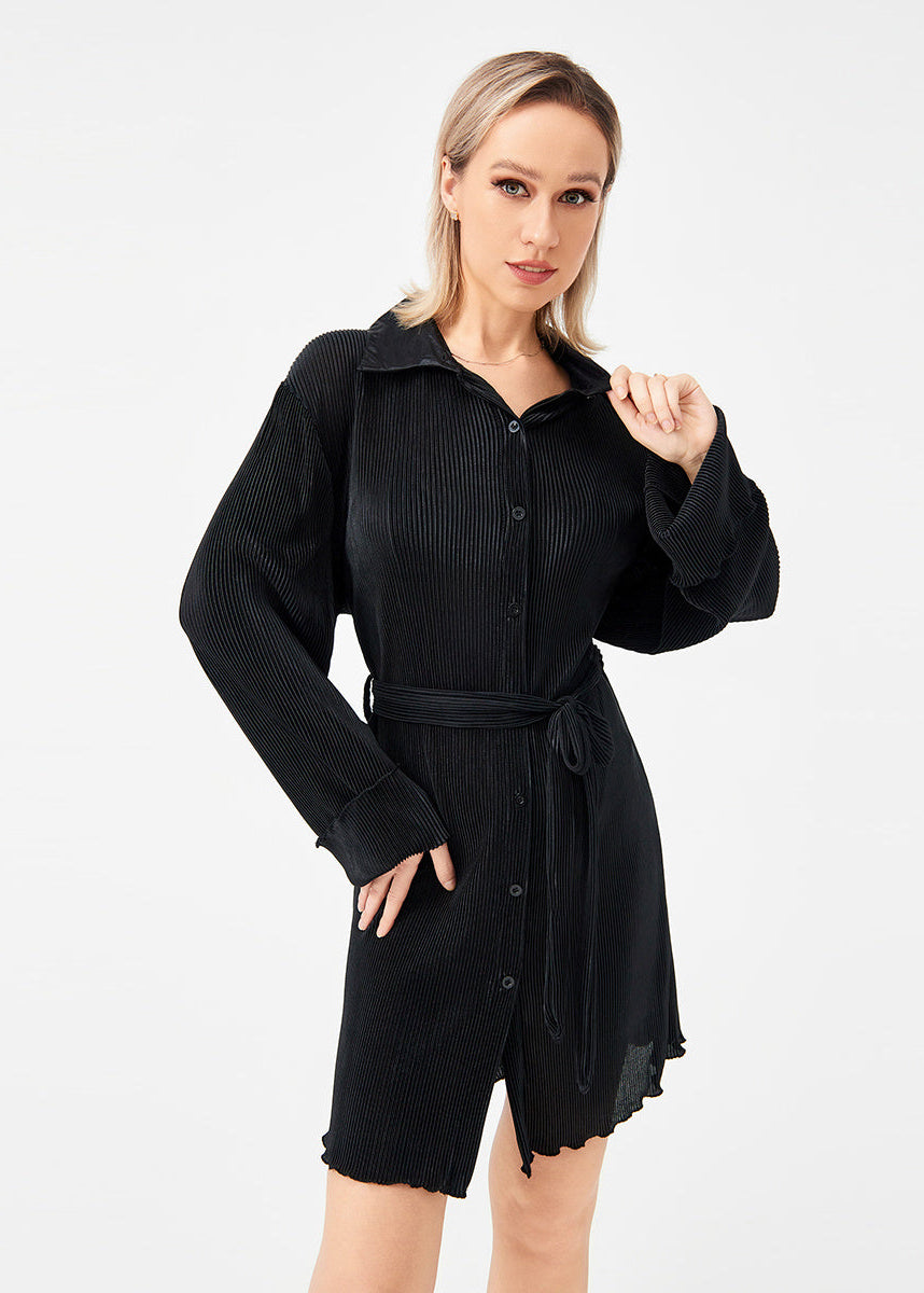 Chemise Plissée Décontractée avec Ceinture