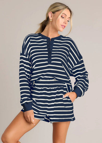 Ensemble femme rayé manches longues