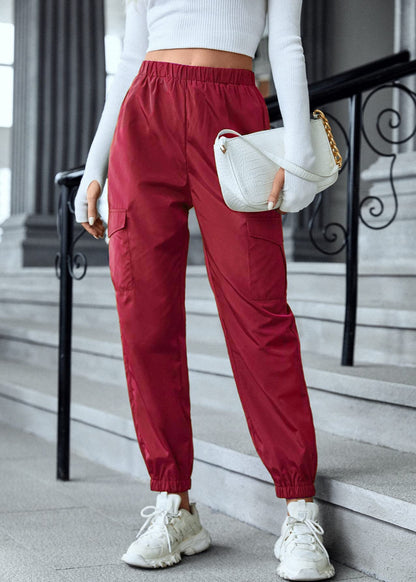 Pantalon casual ajusté multi-poches femme