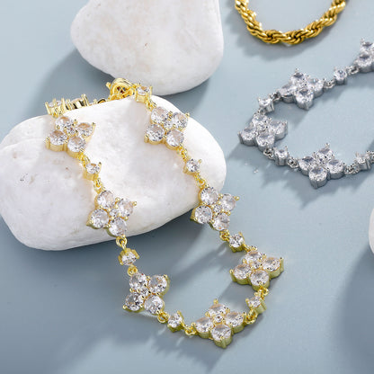 Bracelet fleur zircon éclat raffiné