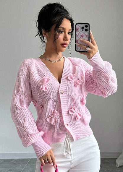 Cardigan Court Nœud Papillon Femme Chic