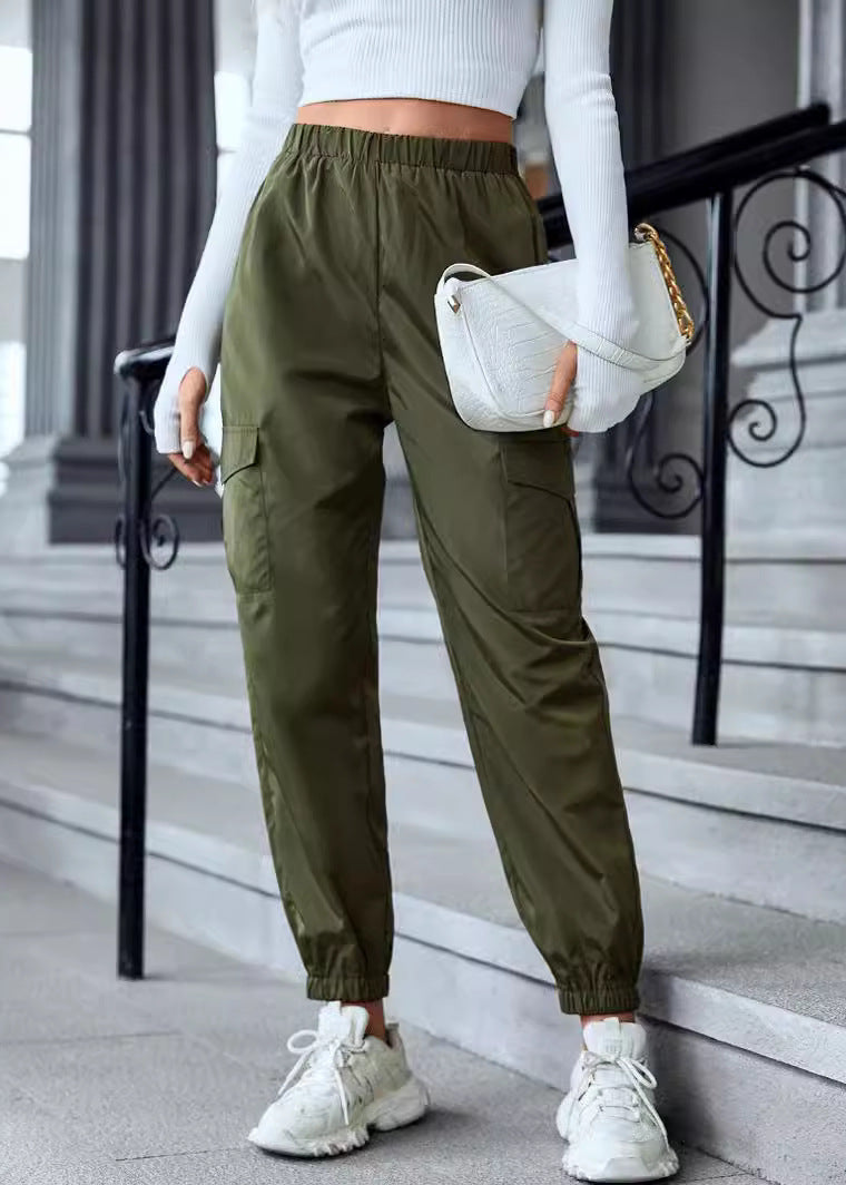 Pantalon casual ajusté multi-poches femme