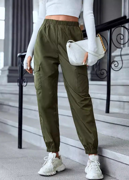 Pantalon casual ajusté multi-poches femme