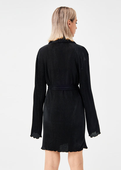 Chemise Plissée Décontractée avec Ceinture