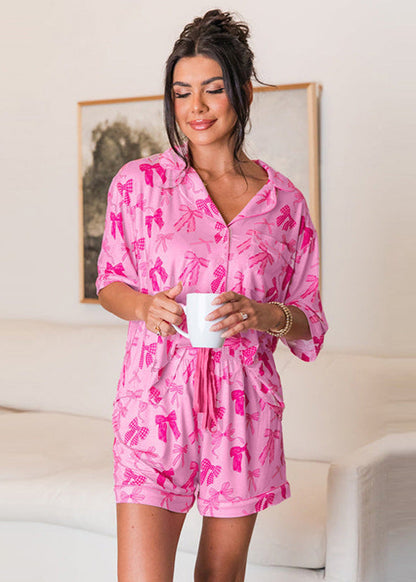 Pyjama Deux Pièces Nœud Rose