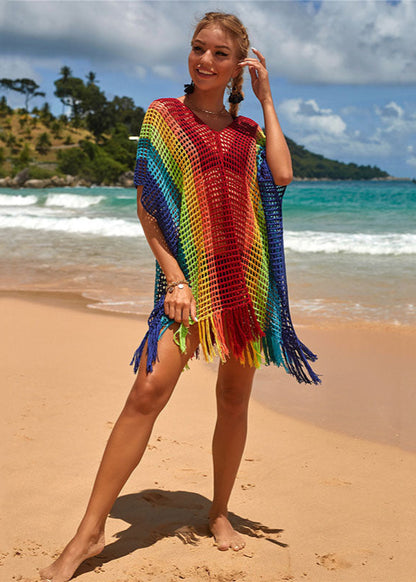 Blouse de Plage Femme – Maille Colorée Ajourée
