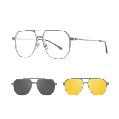 Lunettes retro carrées titane aluminium
