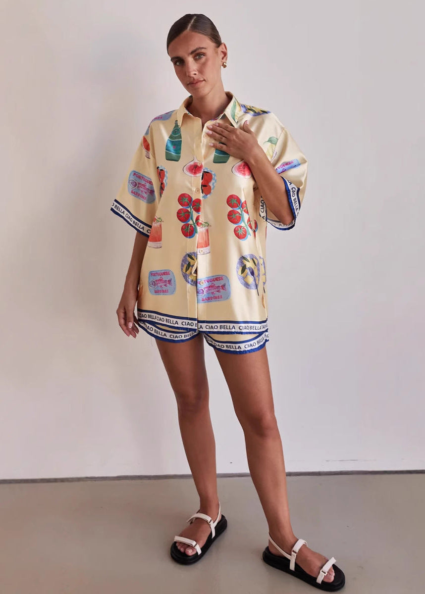 Pyjama Cartoon Femme Estival à Manches Courtes