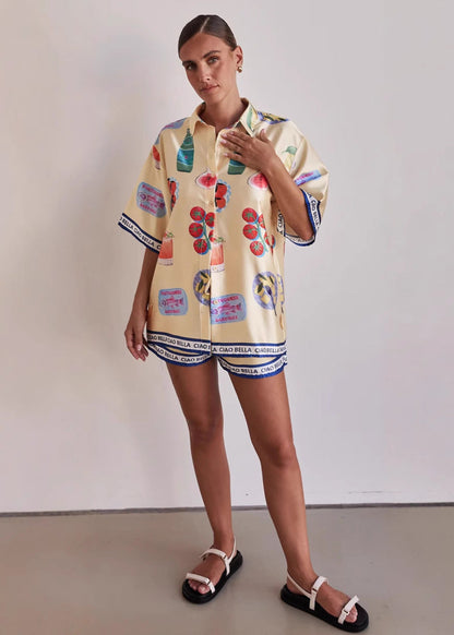 Pyjama Cartoon Femme Estival à Manches Courtes