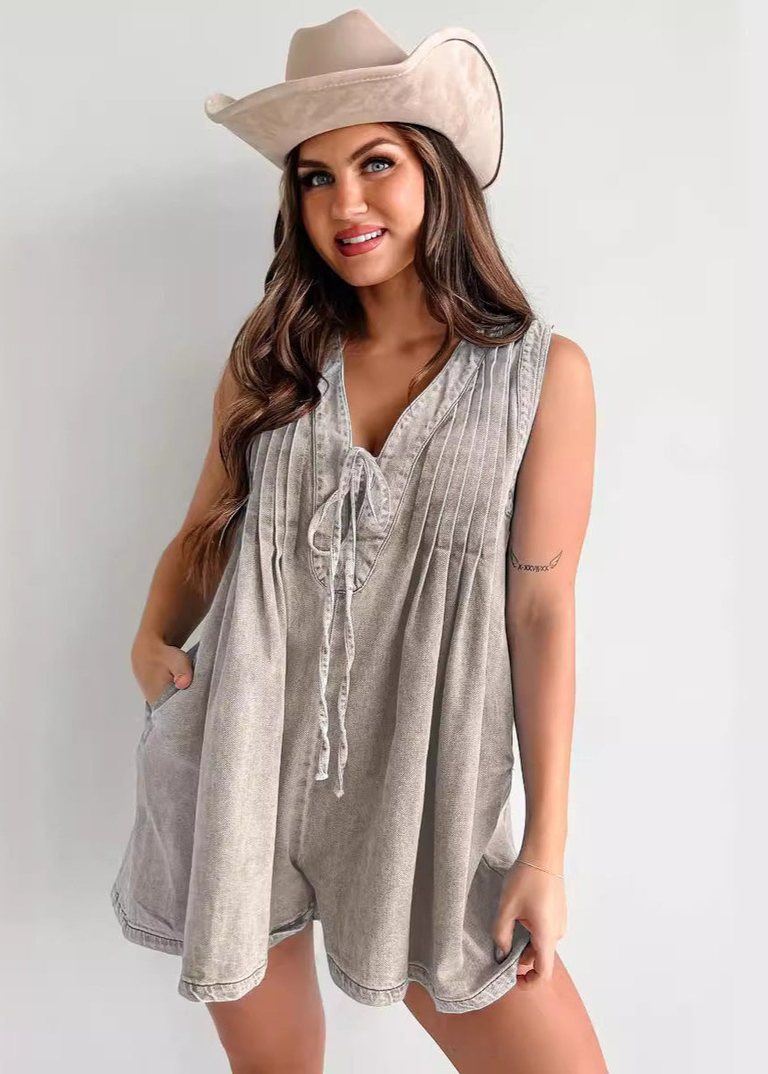 Combinaison en Jean Femme Sans Manches