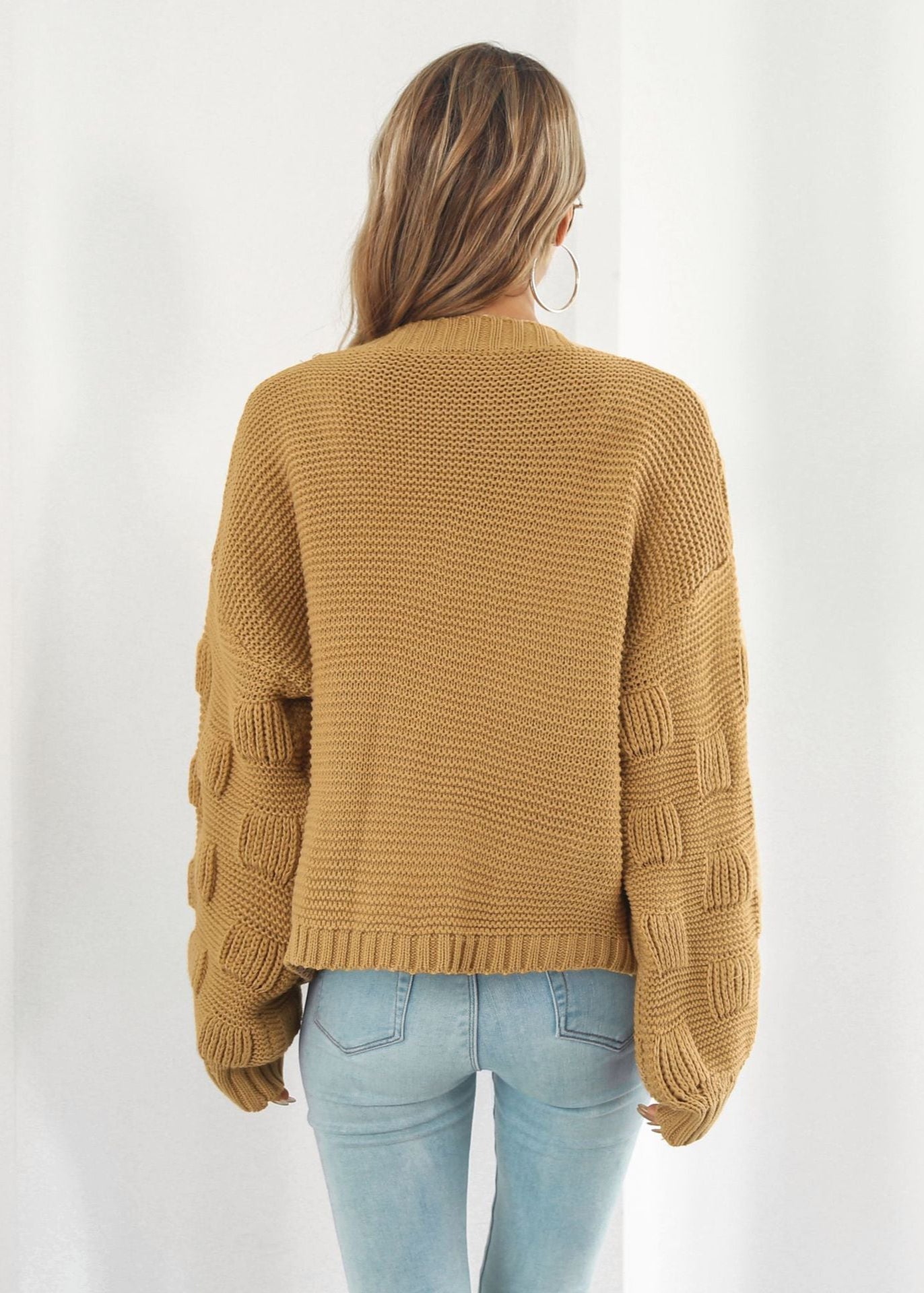 Cardigan en maille épaisse manches bouffantes