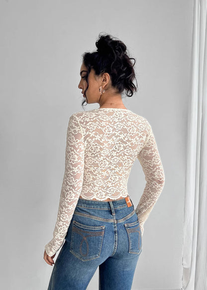 Haut Dentelle Femme Manches Longues Sexy