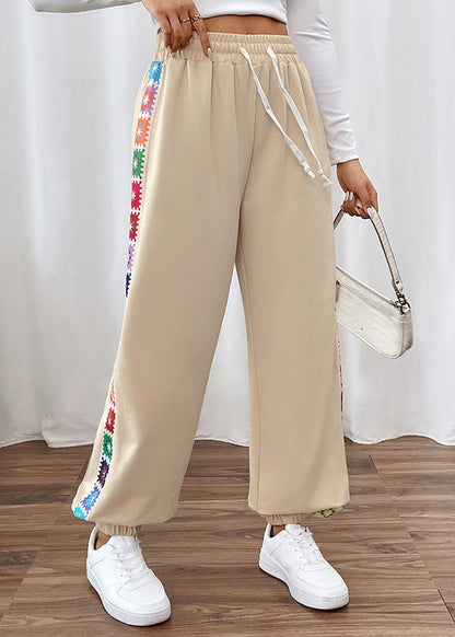 Pantalon ample femme rayures couture