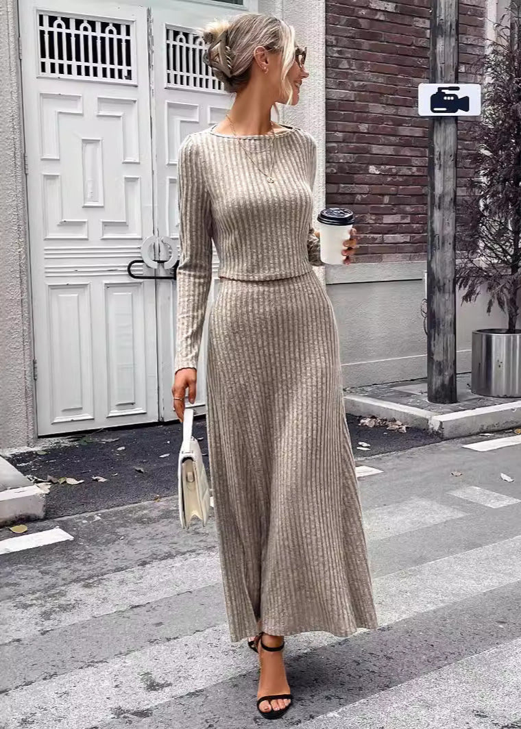 Ensemble tricot femme manches longues ajusté