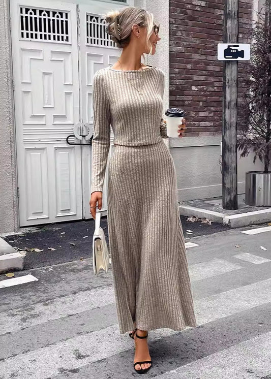 Ensemble tricot femme manches longues ajusté