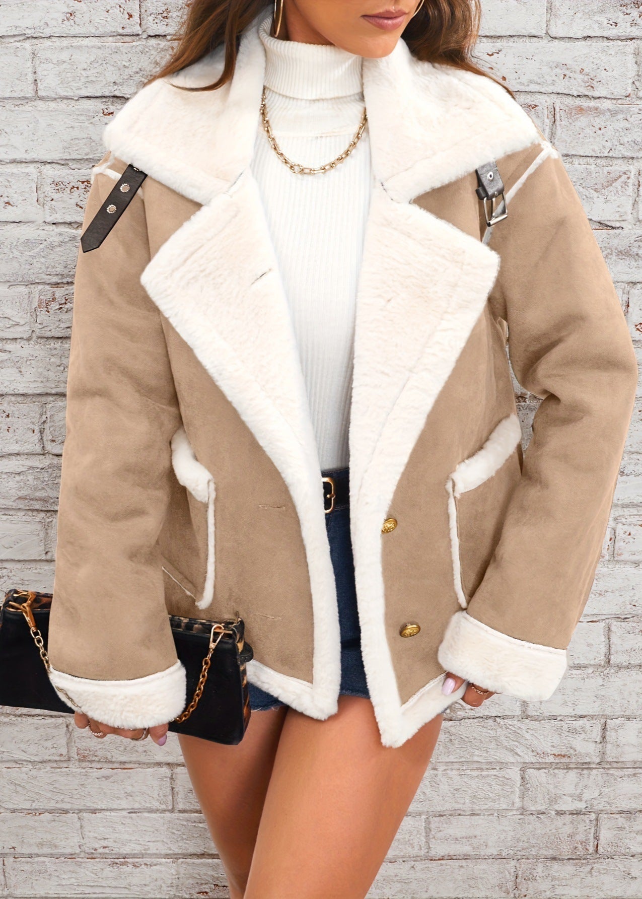 Veste peluche col polo femme