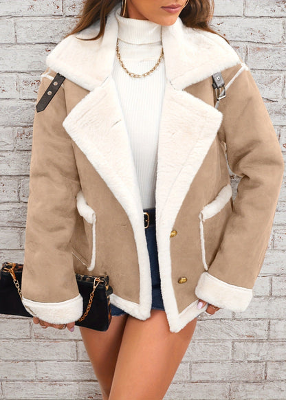 Veste peluche col polo femme